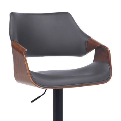 Gray And Black Fabric And Iron Adjustable Height Swivel Bar Chair HomeRoots