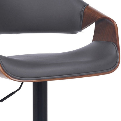 Gray And Black Fabric And Iron Adjustable Height Swivel Bar Chair HomeRoots