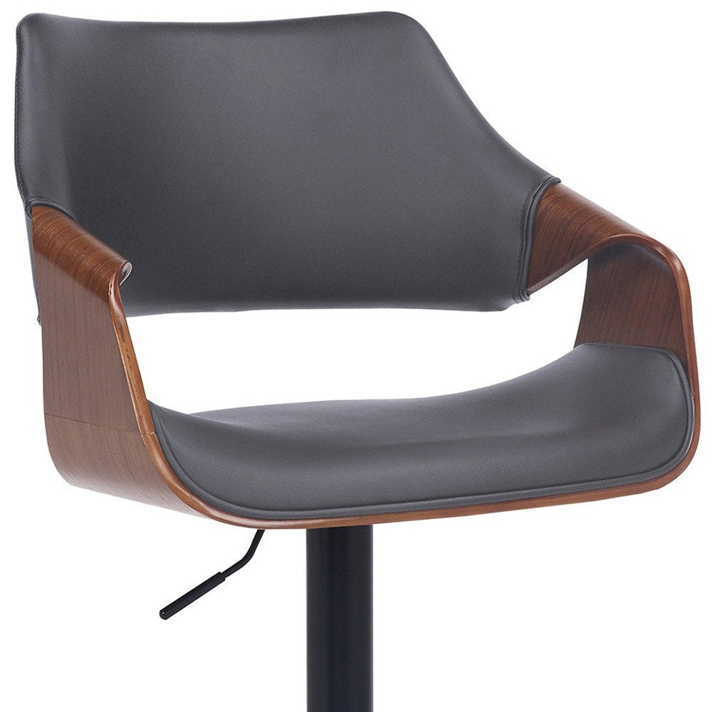 Gray And Black Fabric And Iron Adjustable Height Swivel Bar Chair HomeRoots