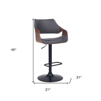 Gray And Black Fabric And Iron Adjustable Height Swivel Bar Chair HomeRoots