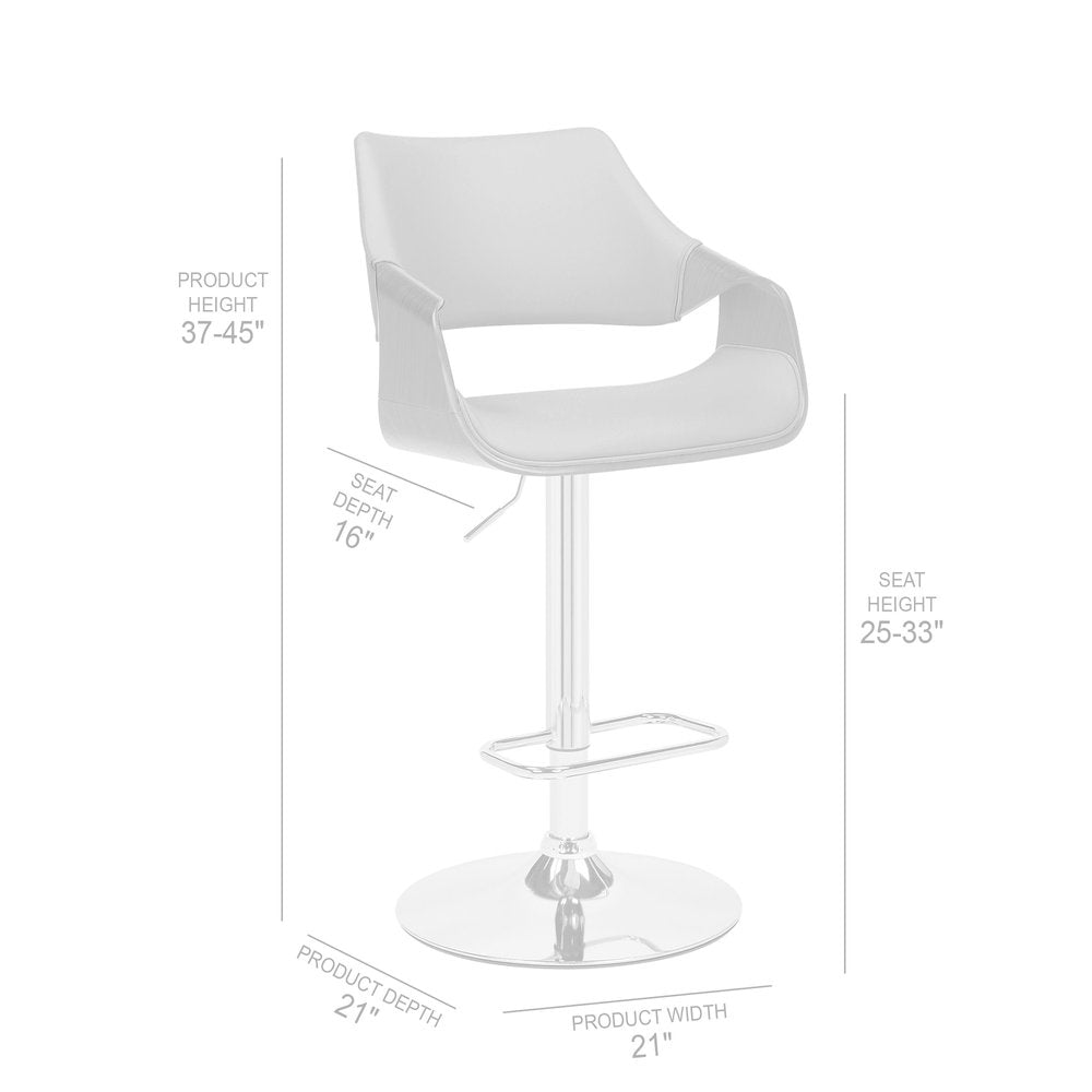 Cream And Silver Faux Leather Iron And Solid Wood Adjustable Height Swivel Bar Chair HomeRoots