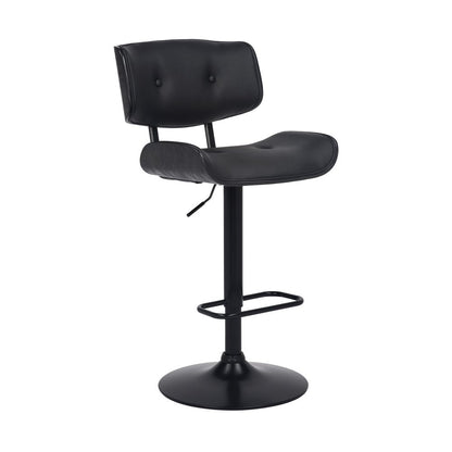 Black Fabric And Iron Adjustable Height Swivel Bar Chair HomeRoots