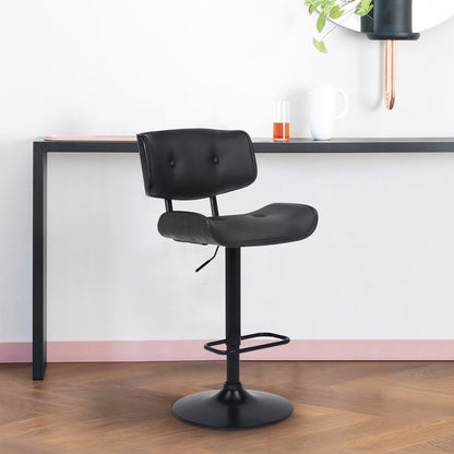 Black Fabric And Iron Adjustable Height Swivel Bar Chair HomeRoots