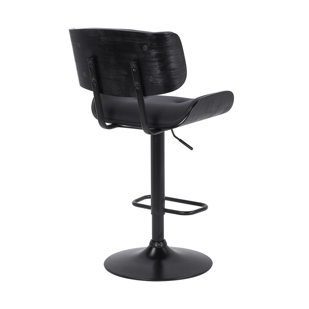 Black Fabric And Iron Adjustable Height Swivel Bar Chair HomeRoots