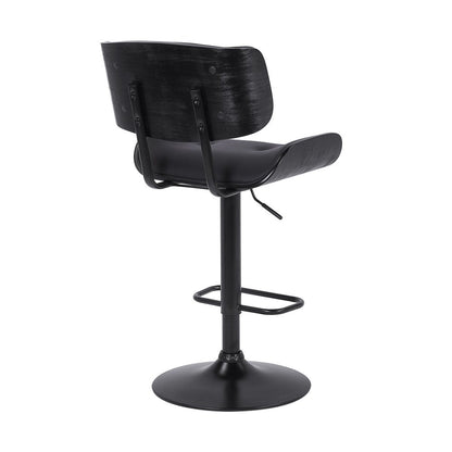 Black Fabric And Iron Adjustable Height Swivel Bar Chair HomeRoots