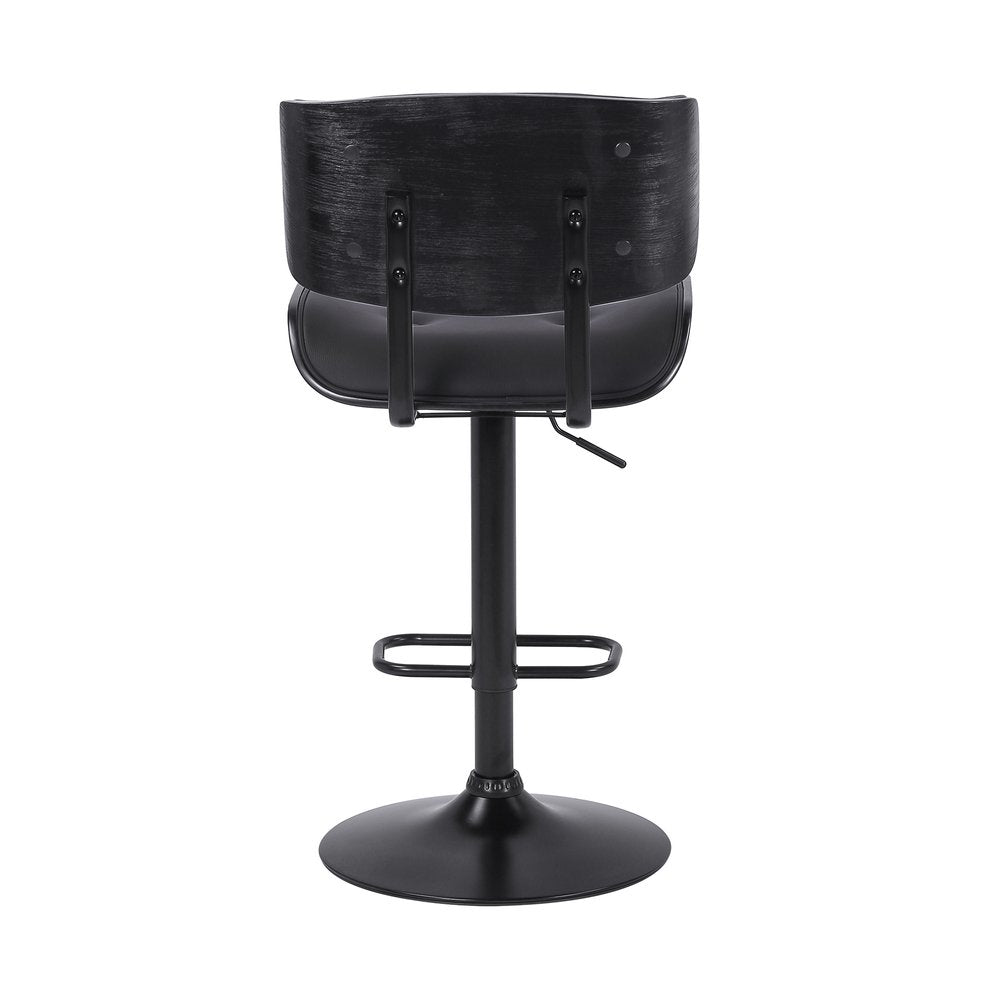 Black Fabric And Iron Adjustable Height Swivel Bar Chair HomeRoots