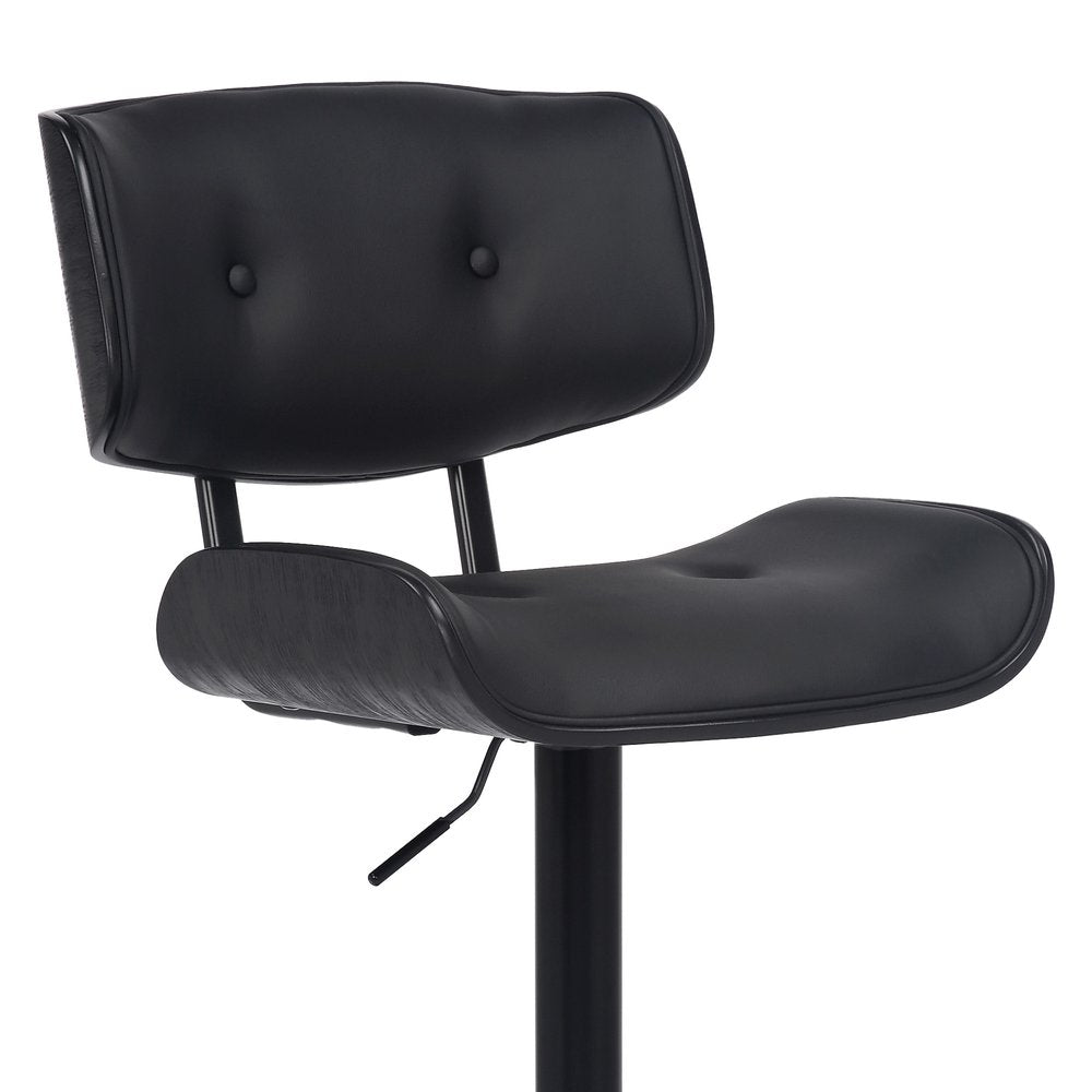 Black Fabric And Iron Adjustable Height Swivel Bar Chair HomeRoots
