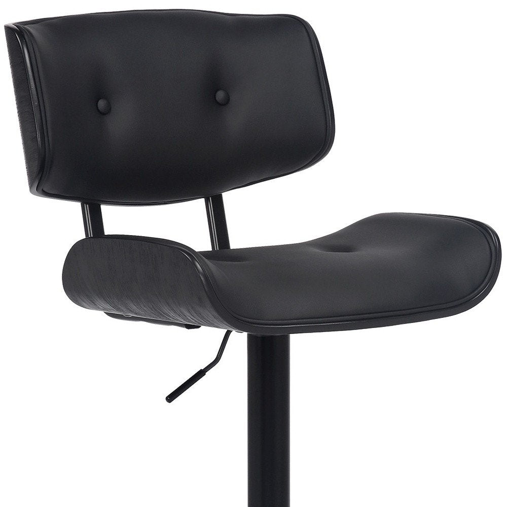 Black Fabric And Iron Adjustable Height Swivel Bar Chair HomeRoots