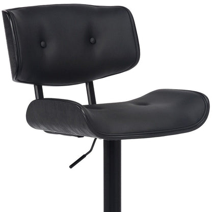Black Fabric And Iron Adjustable Height Swivel Bar Chair HomeRoots