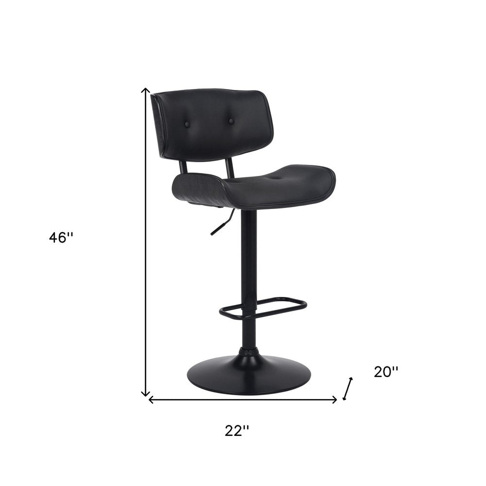 Black Fabric And Iron Adjustable Height Swivel Bar Chair HomeRoots