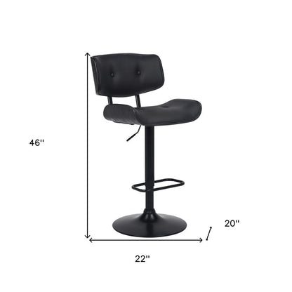 Black Fabric And Iron Adjustable Height Swivel Bar Chair HomeRoots
