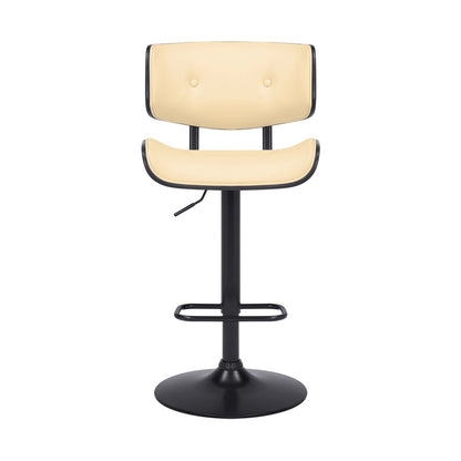 Cream And Black Fabric And Iron Adjustable Height Swivel Bar Chair HomeRoots