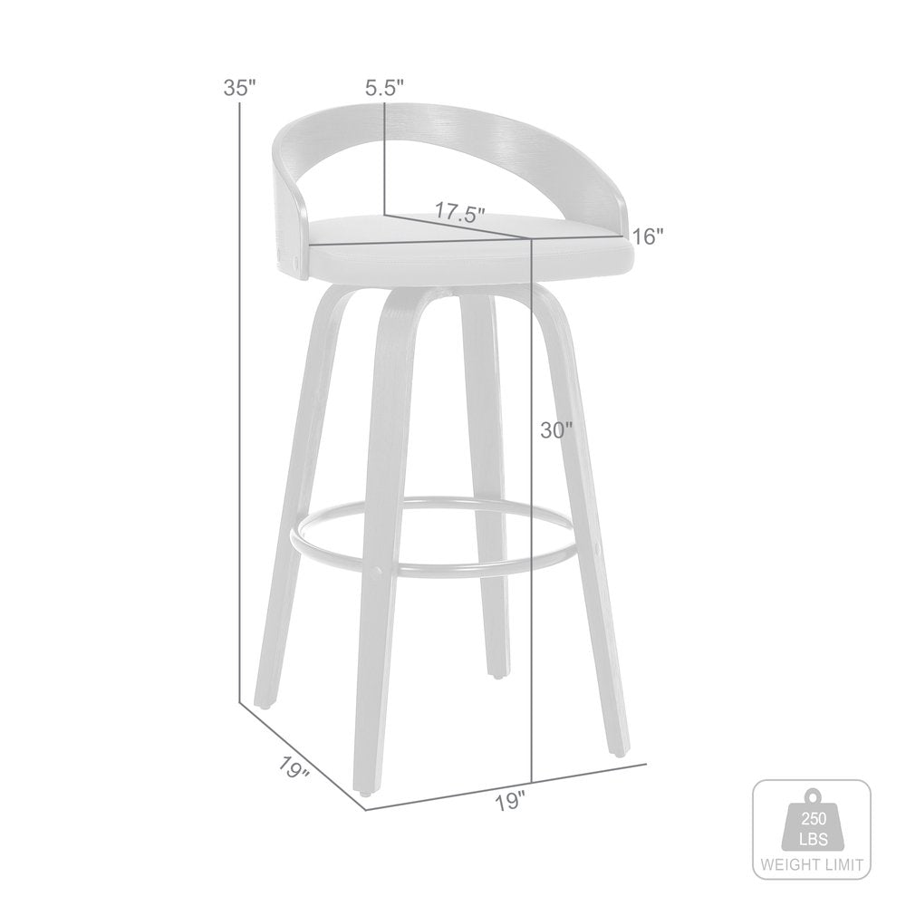 30" Cream And Brown Faux Leather And Solid Wood Swivel Low Back Bar Height Bar Chair HomeRoots