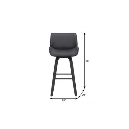 26" Gray And Black Faux Leather And Fabric And Iron Counter Height Swivel Bar Chair HomeRoots