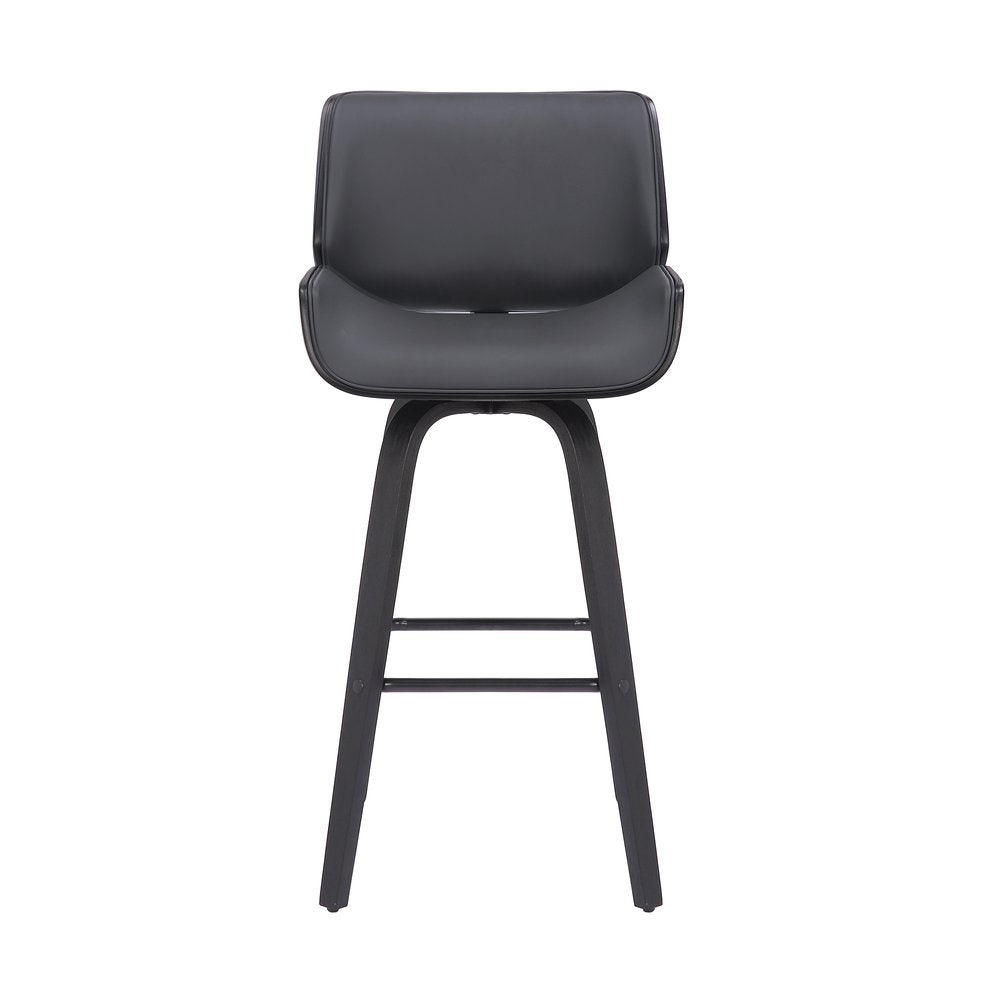 30" Gray And Black Fabric And Iron Bar Height Swivel Bar Chair HomeRoots