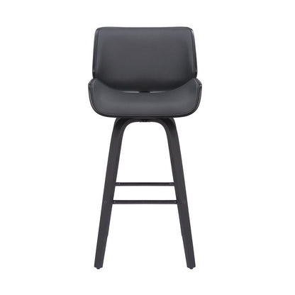30" Gray And Black Fabric And Iron Bar Height Swivel Bar Chair HomeRoots