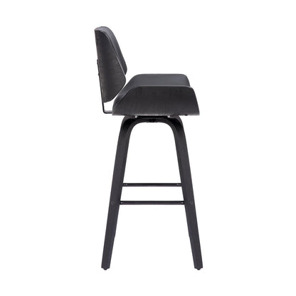 30" Gray And Black Fabric And Iron Bar Height Swivel Bar Chair HomeRoots