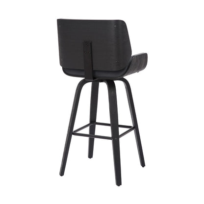 30" Gray And Black Fabric And Iron Bar Height Swivel Bar Chair HomeRoots