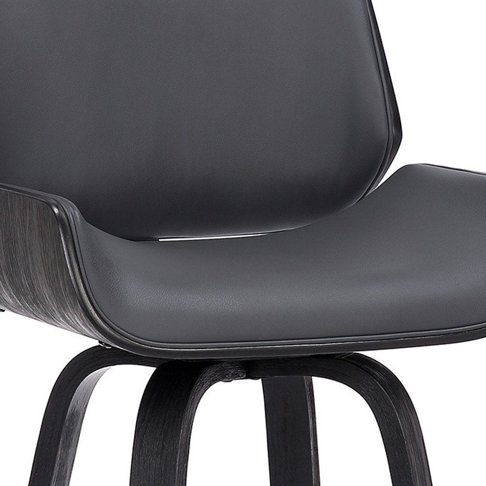 30" Gray And Black Fabric And Iron Bar Height Swivel Bar Chair HomeRoots