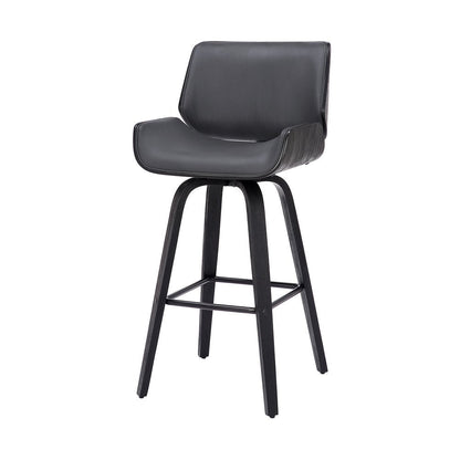 30" Gray And Black Fabric And Iron Bar Height Swivel Bar Chair HomeRoots