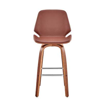 26" Brown Fabric And Wood Counter Height Swivel Bar Chair HomeRoots