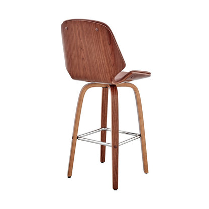 26" Brown Fabric And Wood Counter Height Swivel Bar Chair HomeRoots