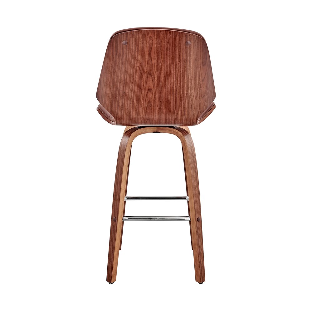 26" Brown Fabric And Wood Counter Height Swivel Bar Chair HomeRoots