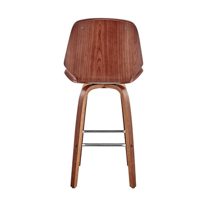 26" Brown Fabric And Wood Counter Height Swivel Bar Chair HomeRoots