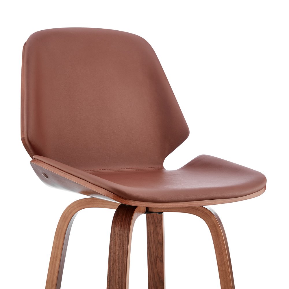 26" Brown Fabric And Wood Counter Height Swivel Bar Chair HomeRoots