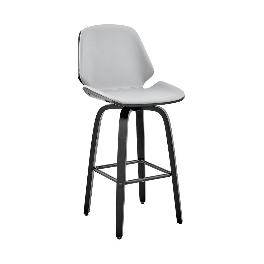 26" Gray And Black Fabric And Iron Counter Height Swivel Bar Chair HomeRoots