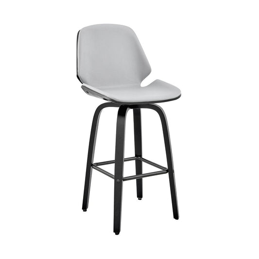 26" Gray And Black Fabric And Iron Counter Height Swivel Bar Chair HomeRoots