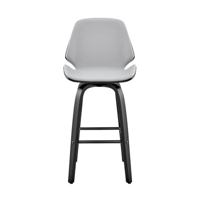 26" Gray And Black Fabric And Iron Counter Height Swivel Bar Chair HomeRoots