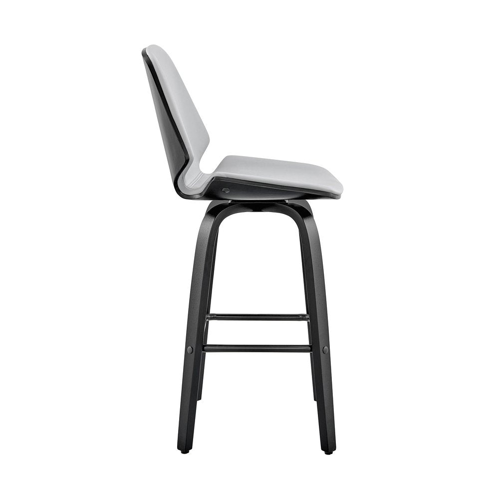 26" Gray And Black Fabric And Iron Counter Height Swivel Bar Chair HomeRoots