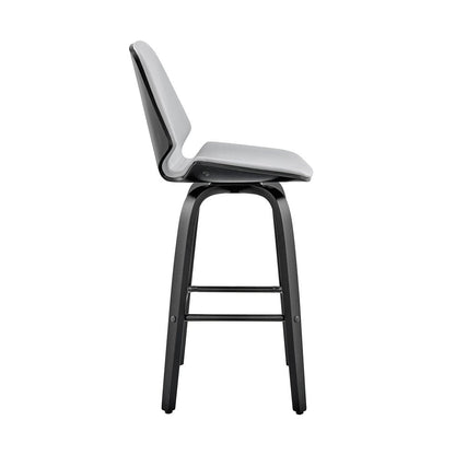 26" Gray And Black Fabric And Iron Counter Height Swivel Bar Chair HomeRoots