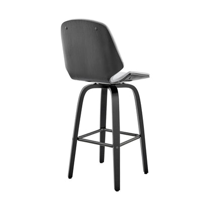 26" Gray And Black Fabric And Iron Counter Height Swivel Bar Chair HomeRoots