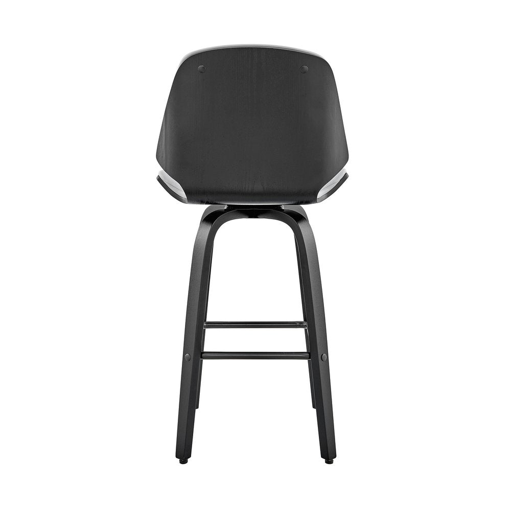 26" Gray And Black Fabric And Iron Counter Height Swivel Bar Chair HomeRoots