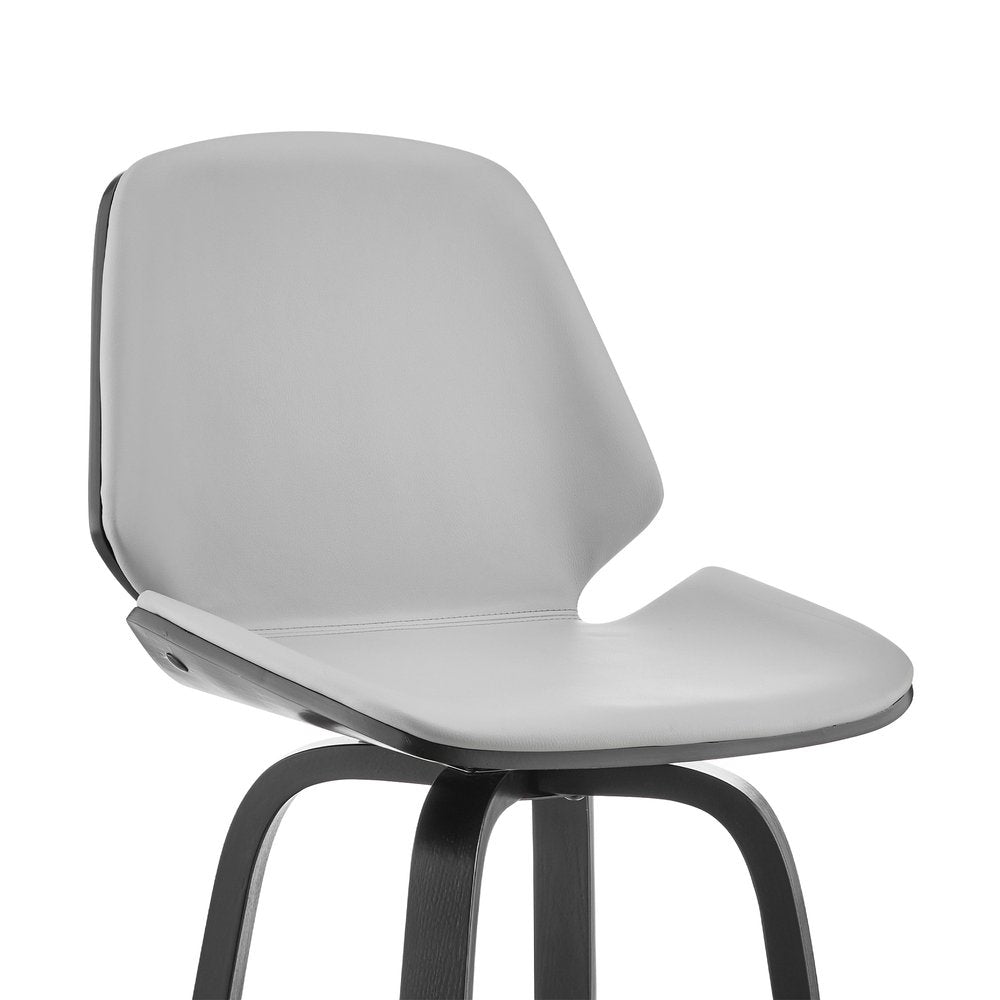 26" Gray And Black Fabric And Iron Counter Height Swivel Bar Chair HomeRoots