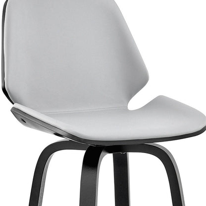 26" Gray And Black Fabric And Iron Counter Height Swivel Bar Chair HomeRoots