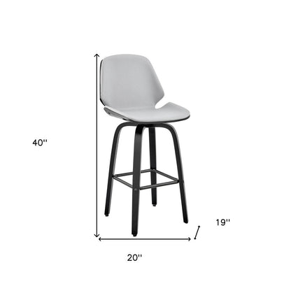 26" Gray And Black Fabric And Iron Counter Height Swivel Bar Chair HomeRoots