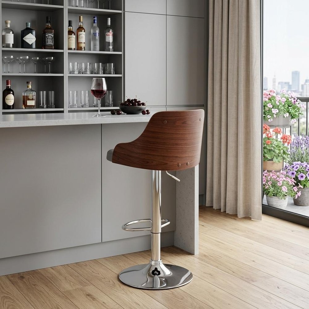 Gray And Silver Faux Leather And Iron Adjustable Height Swivel Bar Chair HomeRoots