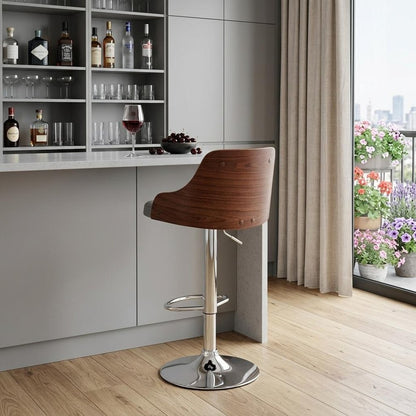 Gray And Silver Faux Leather And Iron Adjustable Height Swivel Bar Chair HomeRoots