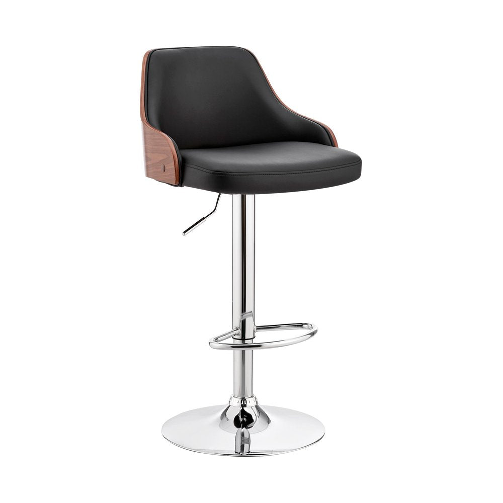 Black And Silver Fabric And Iron Adjustable Height Swivel Bar Chair HomeRoots