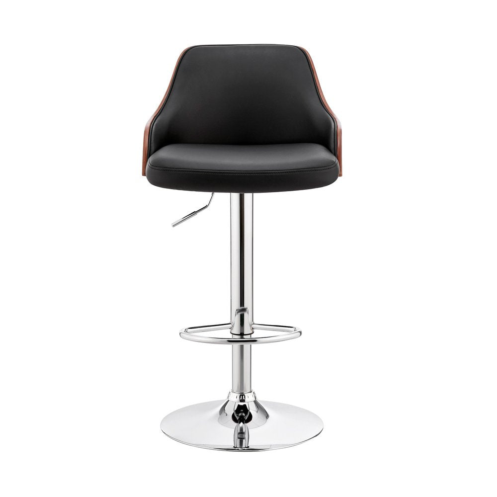 Black And Silver Fabric And Iron Adjustable Height Swivel Bar Chair HomeRoots