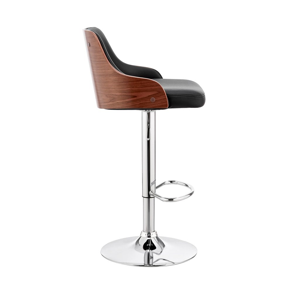 Black And Silver Fabric And Iron Adjustable Height Swivel Bar Chair HomeRoots
