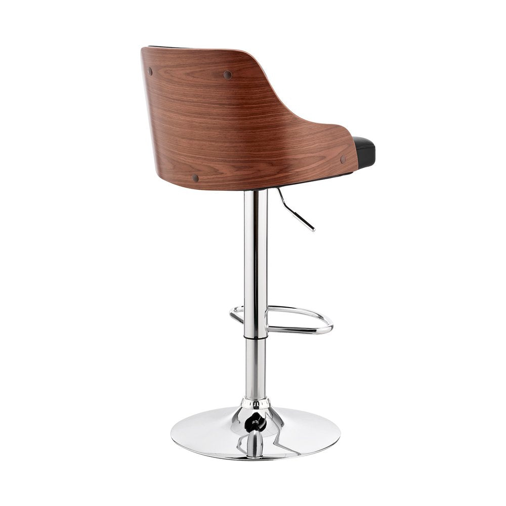 Black And Silver Fabric And Iron Adjustable Height Swivel Bar Chair HomeRoots