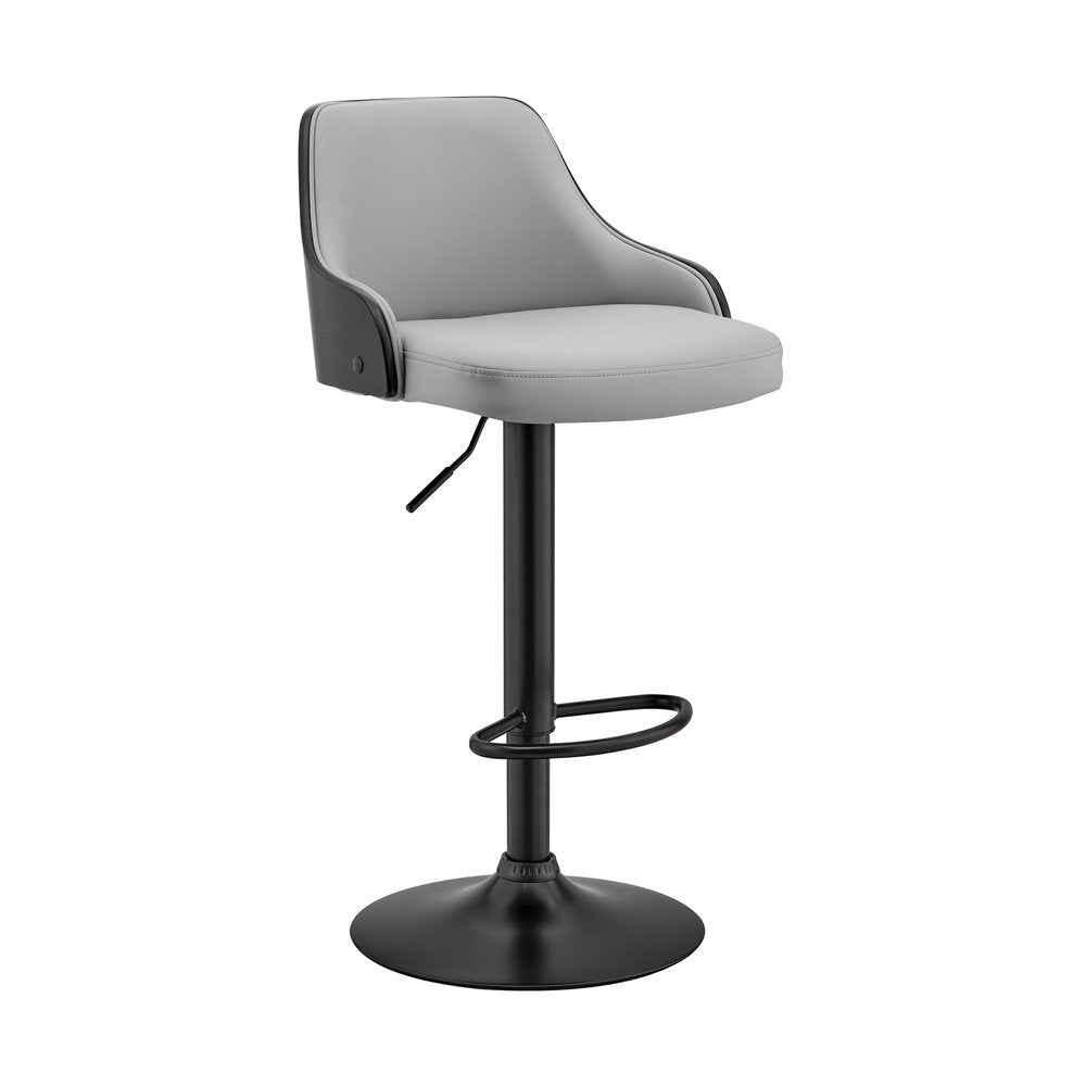 Gray And Black Fabric And Iron Adjustable Height Swivel Bar Chair HomeRoots