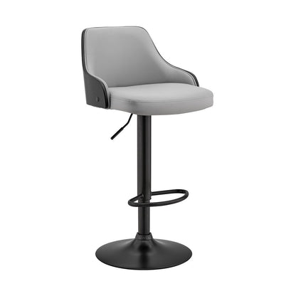 Gray And Black Fabric And Iron Adjustable Height Swivel Bar Chair HomeRoots