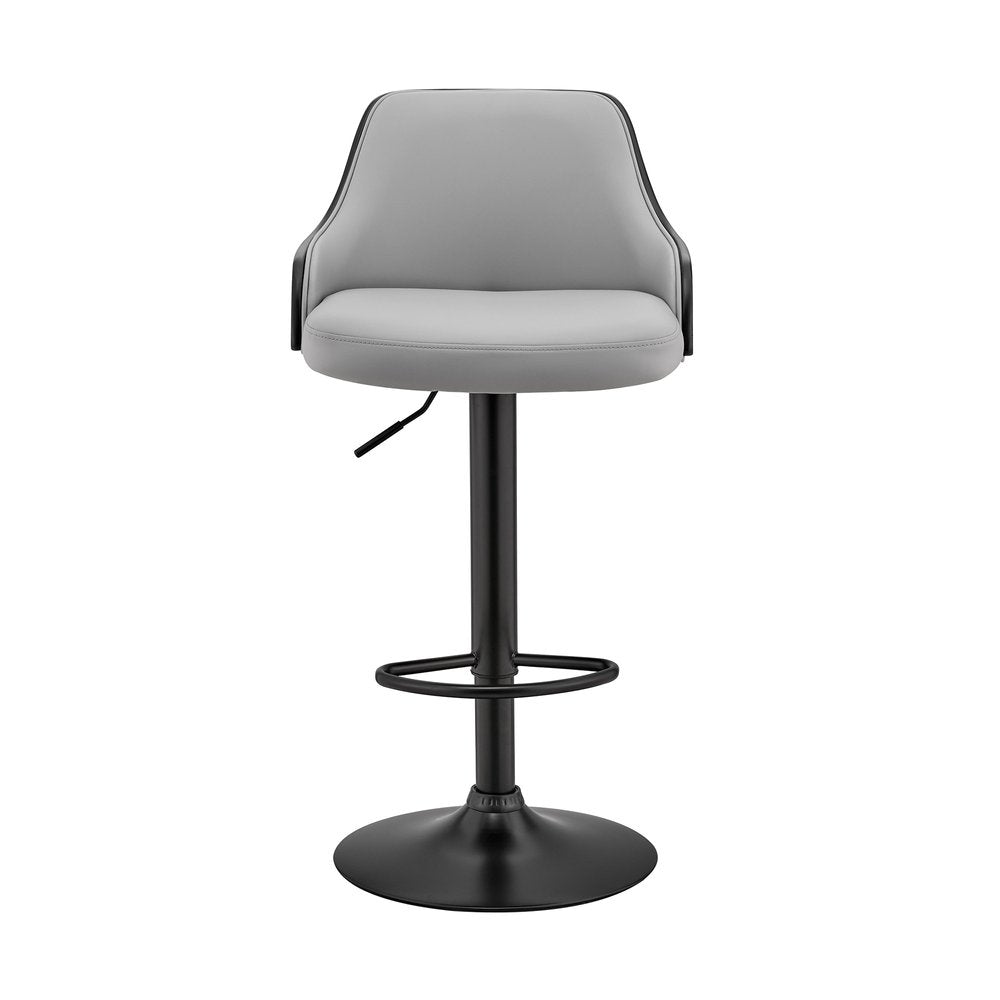 Gray And Black Fabric And Iron Adjustable Height Swivel Bar Chair HomeRoots