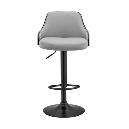 Gray And Black Fabric And Iron Adjustable Height Swivel Bar Chair HomeRoots