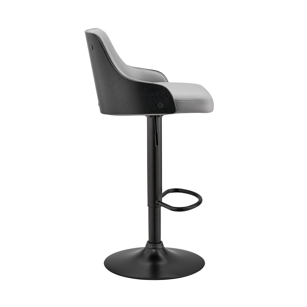 Gray And Black Fabric And Iron Adjustable Height Swivel Bar Chair HomeRoots